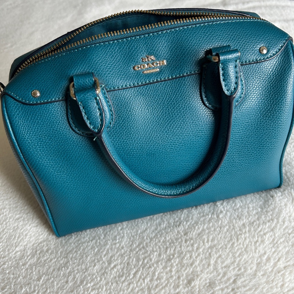 Coach Teal Blue Leather Satchel